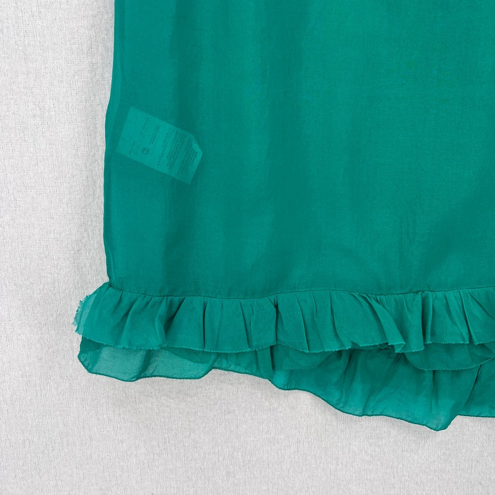 DOLCE & GABBANA Silk Sleeveless Top Womens 40 Green Black Ruffle Bow Blouse - Picture 16 of 16